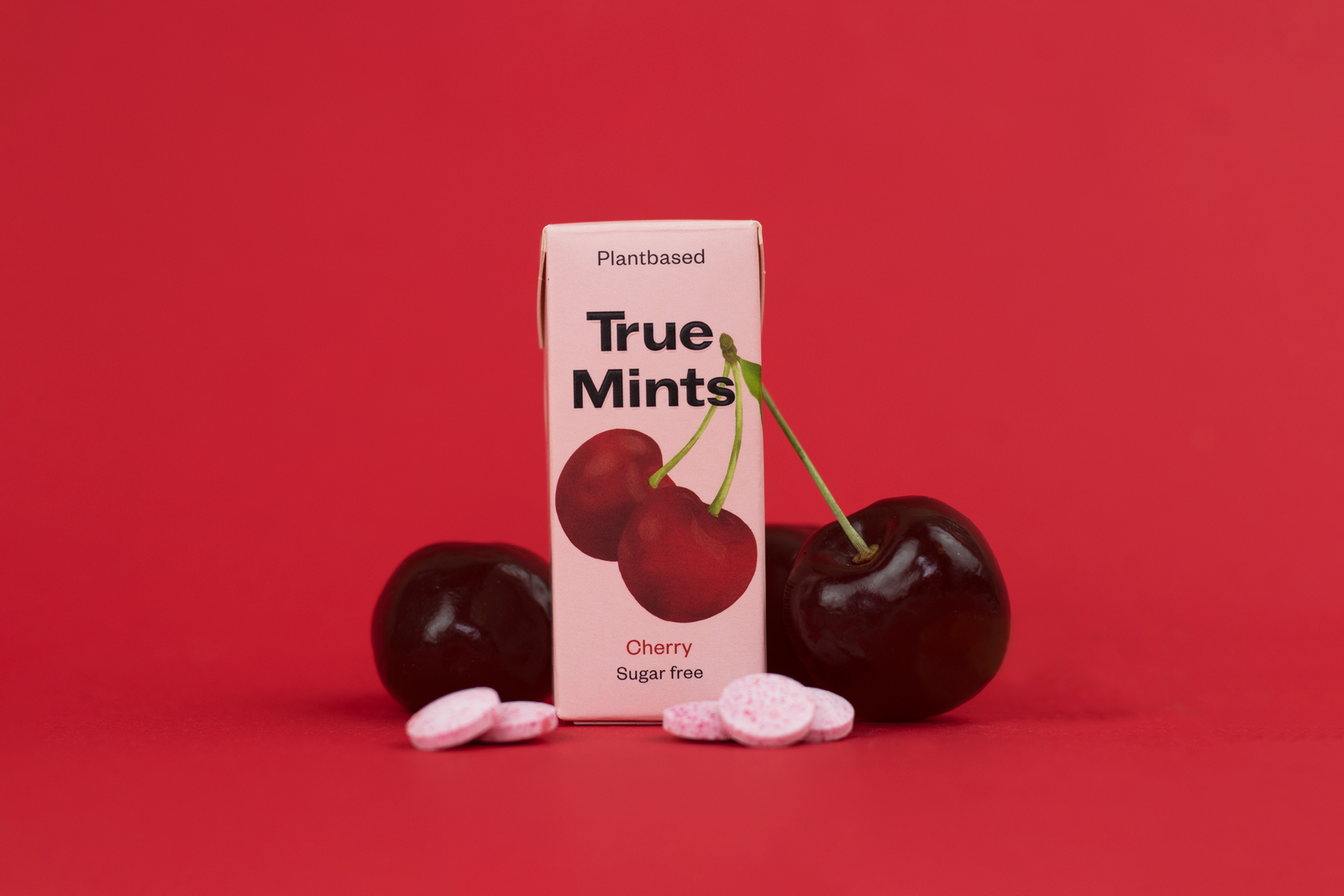 TRUE MINTS vyšnių skonio pastilės be cukraus