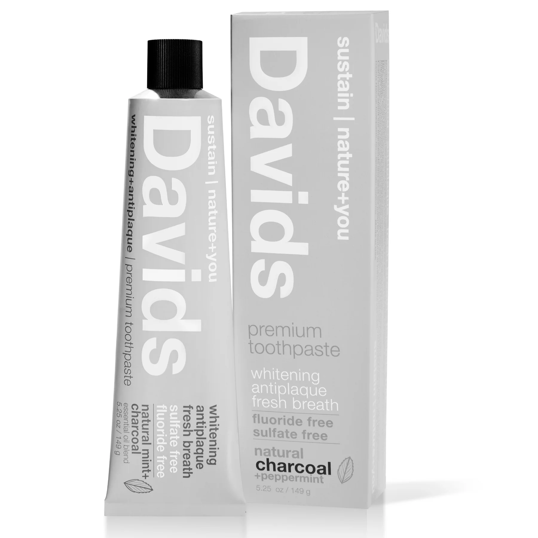 DAVIDS Whitening+Antiplaque Peppermint+Charcoal dantų pasta