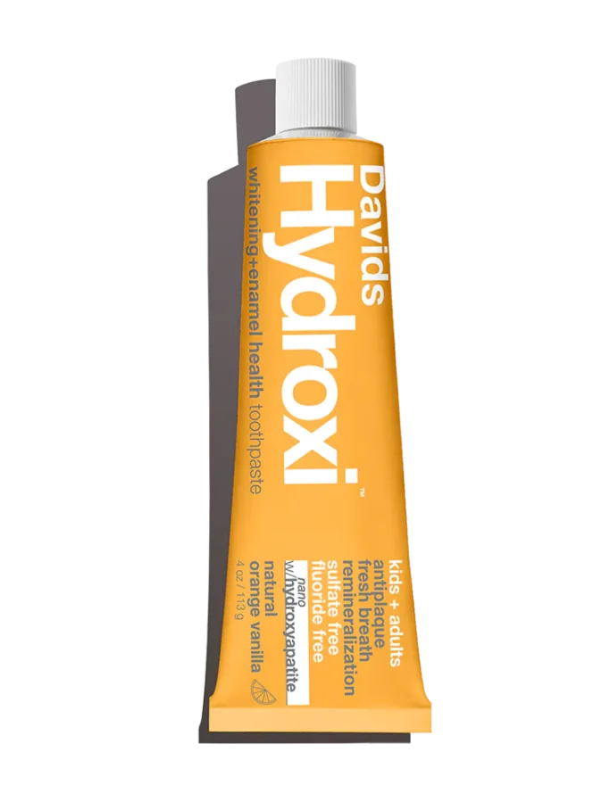 DAVIDS Hydroxi™ Whitening+Enamel Health Kids+Adult, Orange Vanilla dantų pasta su hidroksiapatitu