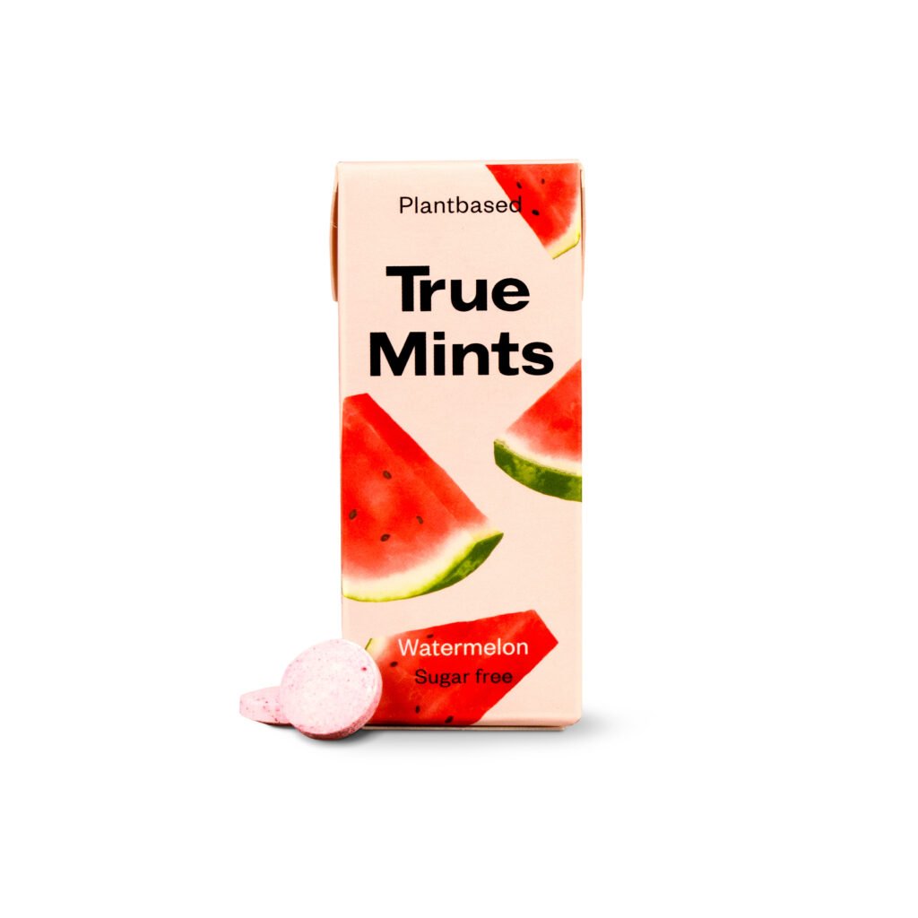 TRUE MINTS arbūzų skonio pastilės be cukraus