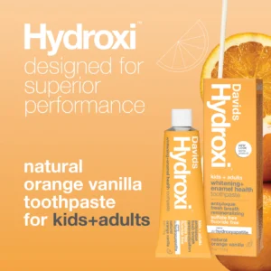 DAVIDS Hydroxi™ Whitening+Enamel Health Kids+Adult, Orange Vanilla dantų pasta su hidroksiapatitu