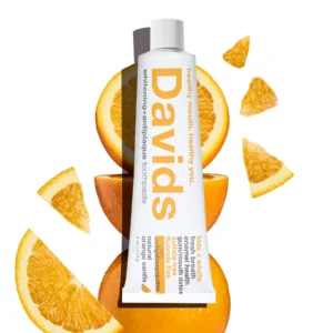 DAVIDS Hydroxi™ Whitening+Enamel Health Kids+Adult, Orange Vanilla dantų pasta su hidroksiapatitu