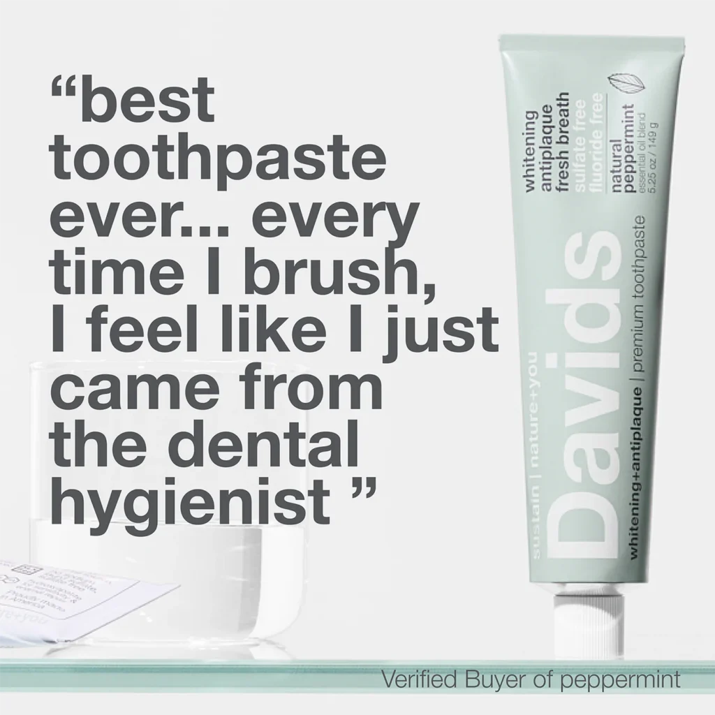 DAVIDS Whitening+Antiplaque Peppermint dantų pasta