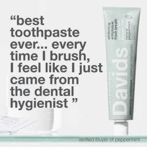 DAVIDS Whitening+Antiplaque Peppermint dantų pasta