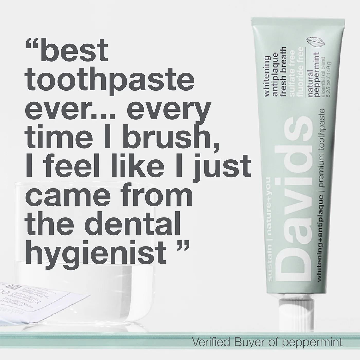 DAVIDS Whitening+Antiplaque Peppermint dantų pasta