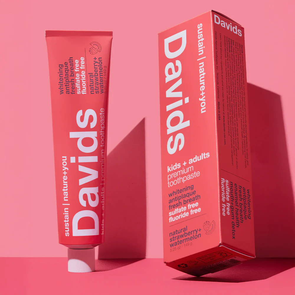 DAVIDS Whitening+Antiplaque Kids+Adult, Strawberry Watermelon dantų pasta
