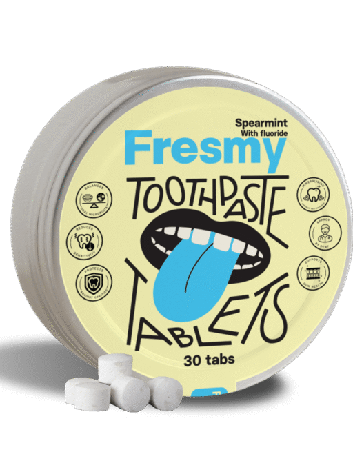 FRESMY dantų pastos tabletės su fluoru, 30 vnt.