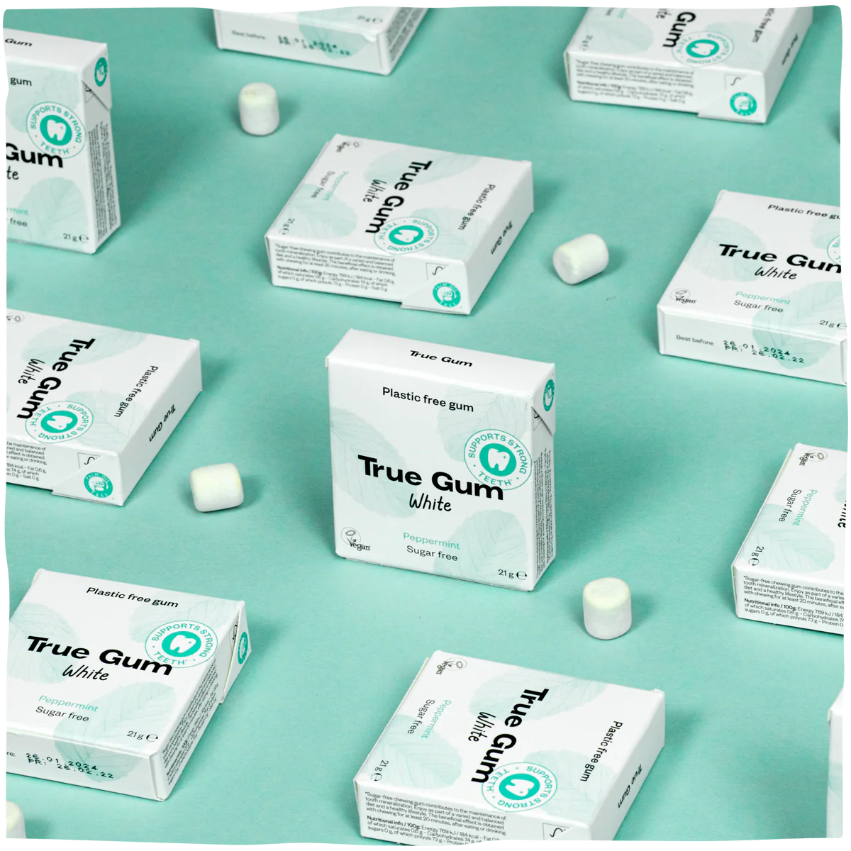 TRUE GUM pipirmėtės skonio kramtomoji guma be cukraus