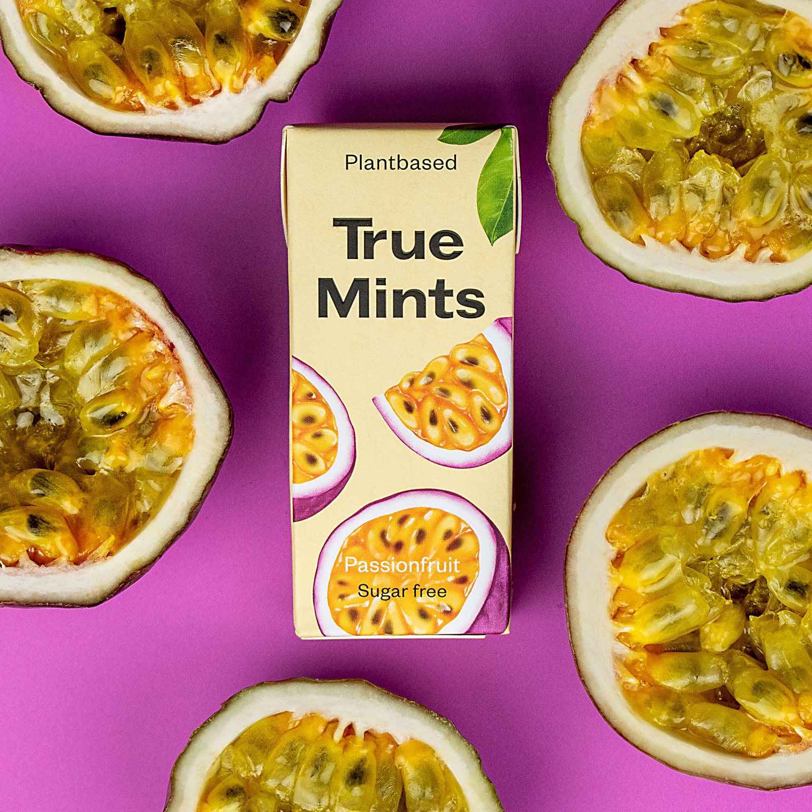 TRUE MINTS pasiflorų skonio pastilės be cukraus