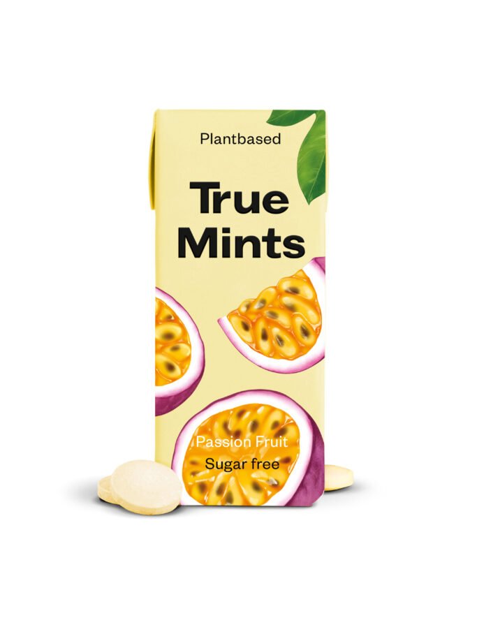 TRUE MINTS pasiflorų skonio pastilės be cukraus